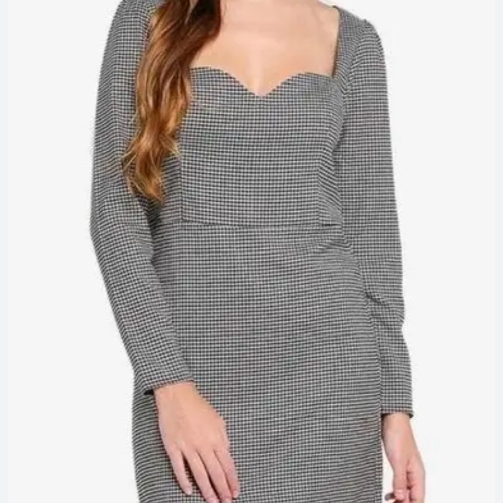 Abercrombie & Fitch Gingham Houndstooth Plaid Pattern Long Sleeve Dress - NWOT